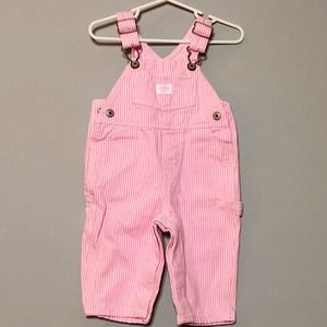 OSHKOSH Pink Stripe Overalls Vestbak Girls 3-6M